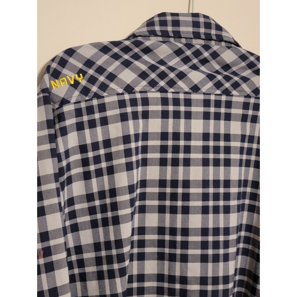 Under Armour NAVY plaid Button Down  Long Sleeve With‎ NAVY LOGO - Picture 4 of 4